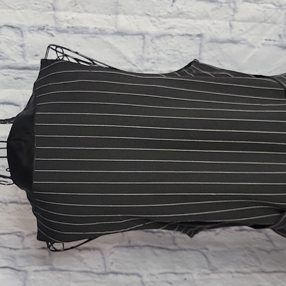 Black and White Pinstripe Button Up Midi Dress Size 3 - Picture 5 of 8